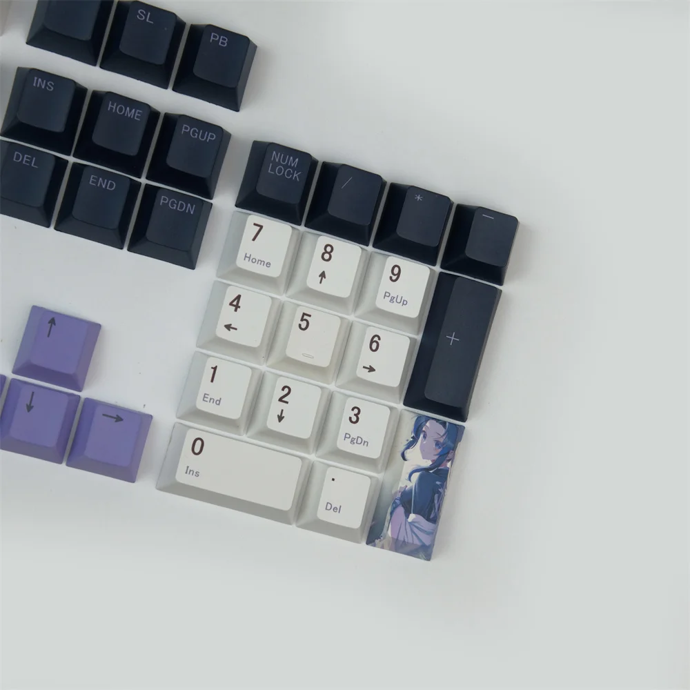 conjunto pbt tintura sublimação anime keycaps kochou shinobu tema chave caps para demônio slayer cherry perfil keycap