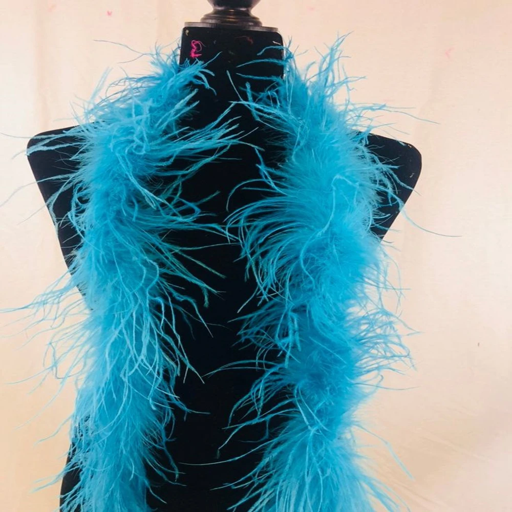 1Ply Ostrich Feather Boa Long High Quality Ostrich Feather Scarf Trims for Party Halloween Clothing Decoration Shawl 2 Meters