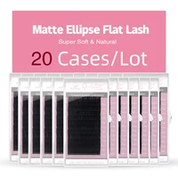 20 trays Qeelasee Flat Ellipse Eyelashes Split Tips Lashes 0.15 0.20 0.25Matte B C D CC DD Black Color Super Soft Natural Lashes 1