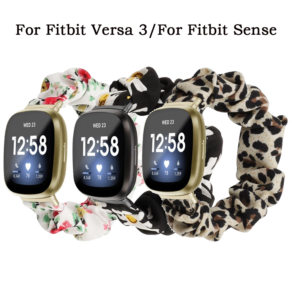 Fitbit Versa 3 밴드 팔찌용 스크런치 탄성 패브릭 스트랩, Fitbit Sense/Versa 3 루프 교체용 손목 밴드
