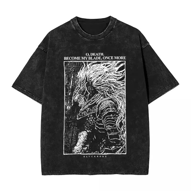 Washed T Shirts Eldened Ringed Maliketh Warrior Jar Hip Hop Novelty T-Shirts Harajuku Streetwear Summer Tops Tees for Men Women 2