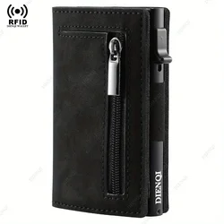 Luxury RFID Leather Card Holder Wallet (Black)