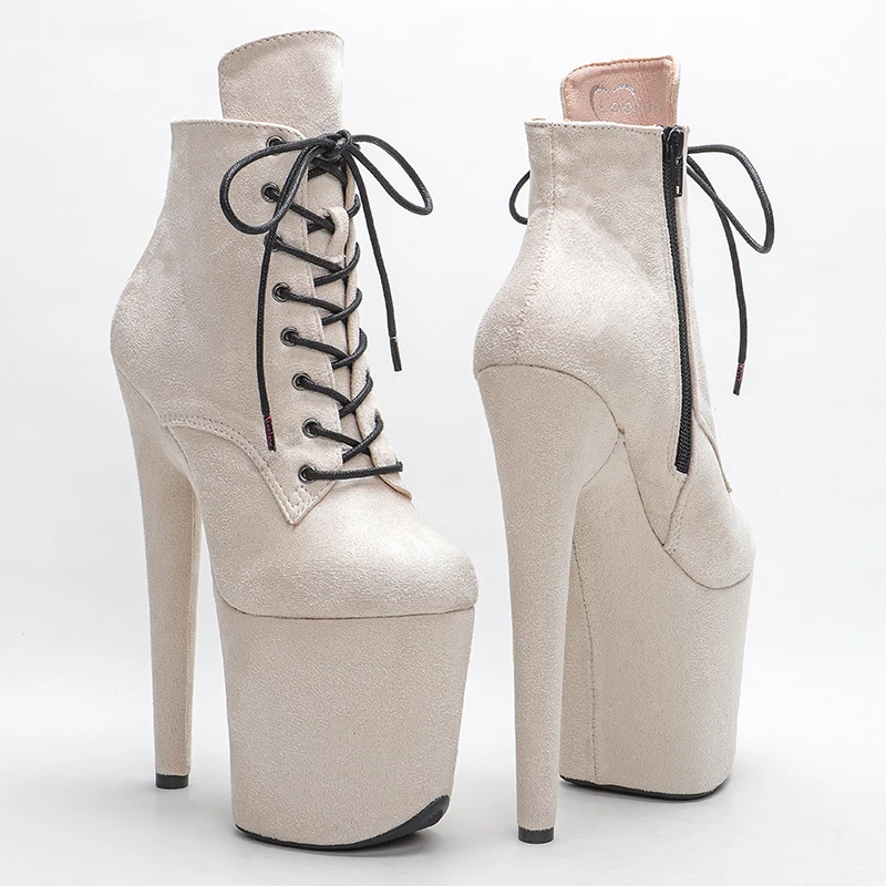 Leecabe 20CM/8inches Suede upper Pole dancing shoes High Heel platform Boots Closed toe Pole Dance boots