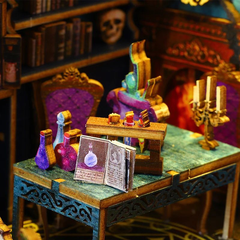 인형 집 책장 세트, 책 구석 선반 삽입 키트, 미니 조립 건물 모델 건설 세트, 방 북엔드, 어린이 선물