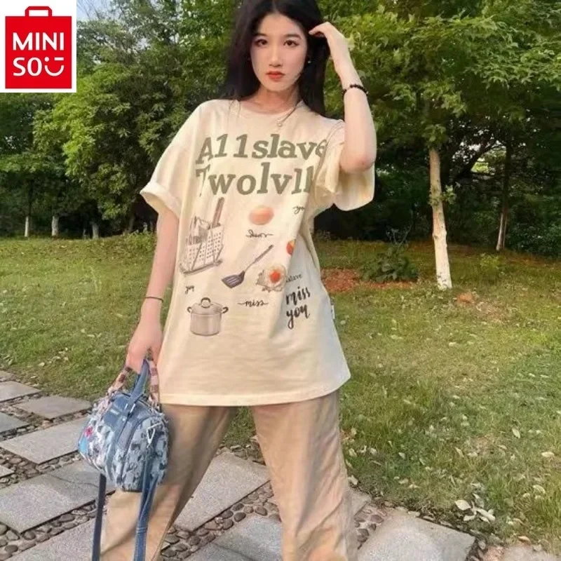 MINISO Disney Spliced Vintage Denim Crossbody Pillow Bag Women's Classic Casual Versatile Storage Shoulder Bag