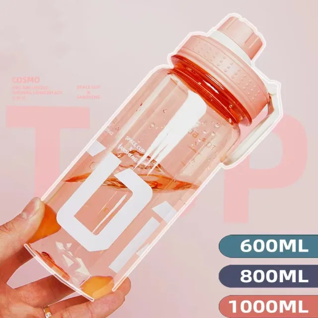 0.6L/0.8L/1L Large Capacity Water Bottles Plastic Leak Proof Travel Kettle with Handle Strap Lightweight Sports Shaker Cup 3
