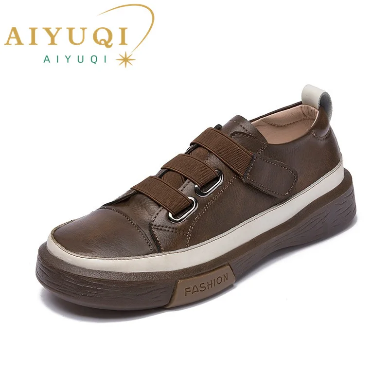 

Ladies Sneakers Spring Shoes 2023 New Gene Leather Casual Women Shoes Large Size 42　43 Fashion Flat Girl Student Shoes