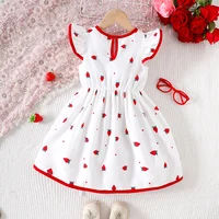 Robe imprimée fraise avec nœud printemps/été pour filles 2