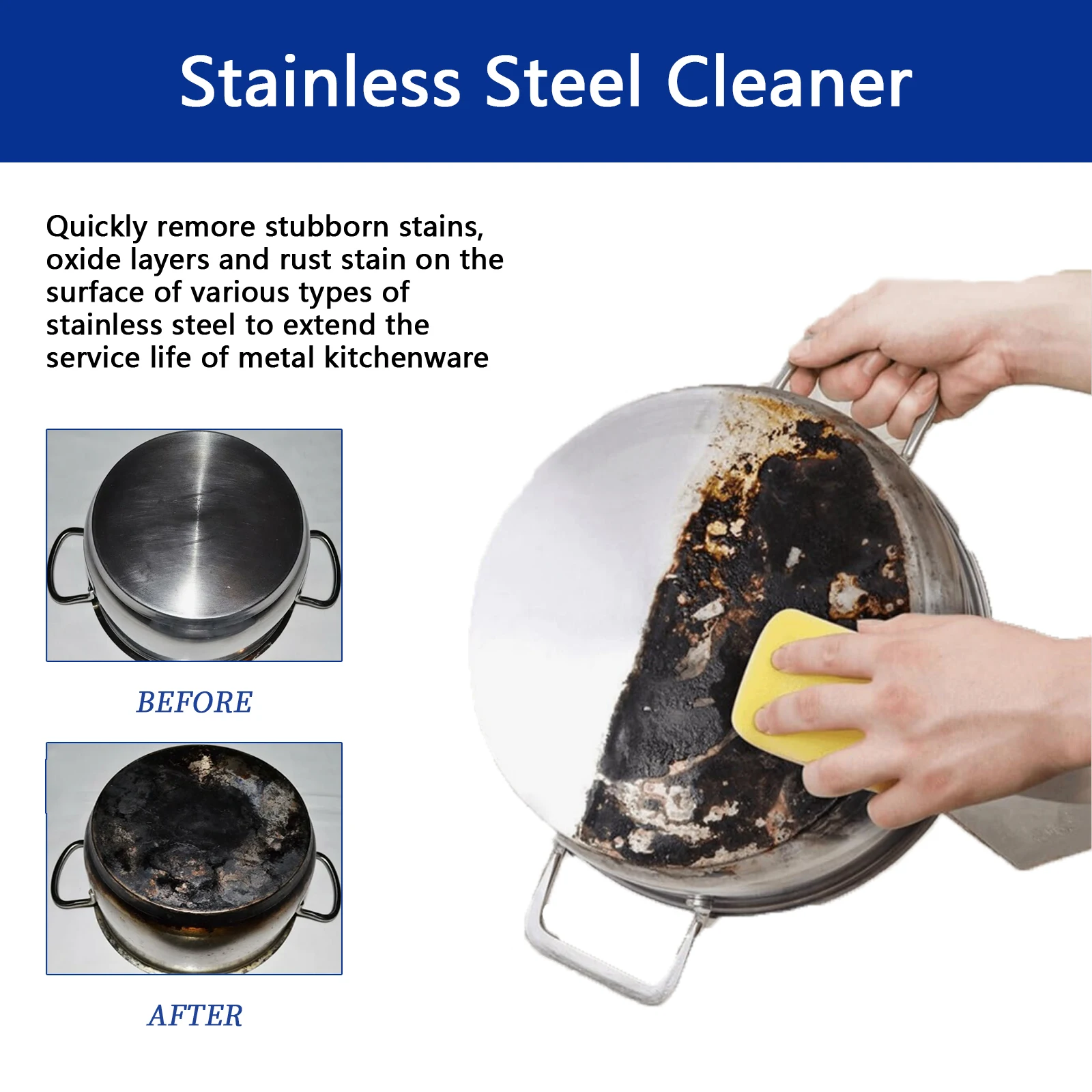 Stainless Steel Oven Cookware Cleaner Heavy Duty Paste