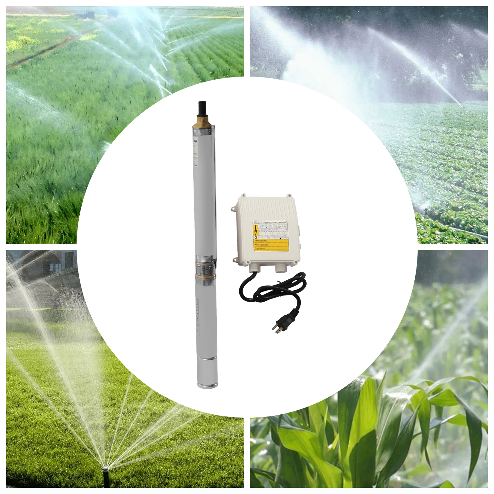 Well Pump 3" OD Pipe Deep Well Submersible Pump Stainless Steel Water w/Control Box 110V/60HZ 0.55KW 0.75HP 95ft