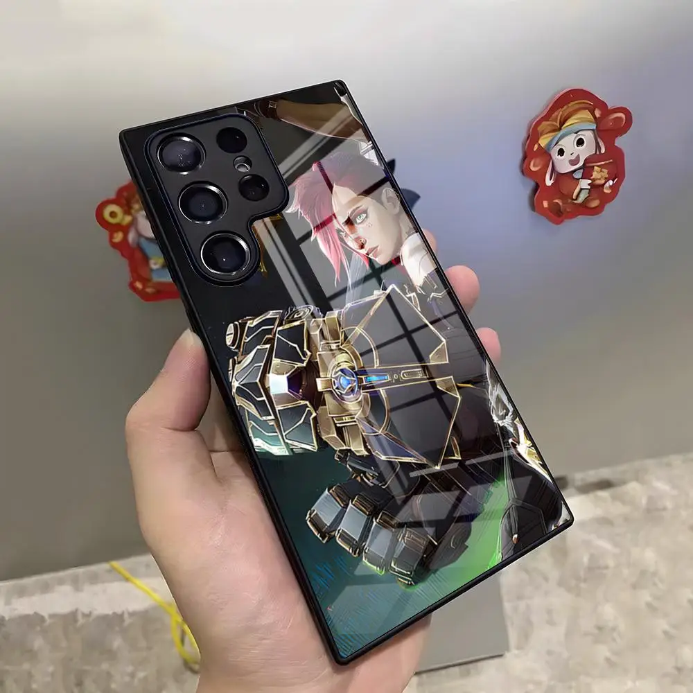 Arcane Vi and Caitlyn Themed Glass Phone Case