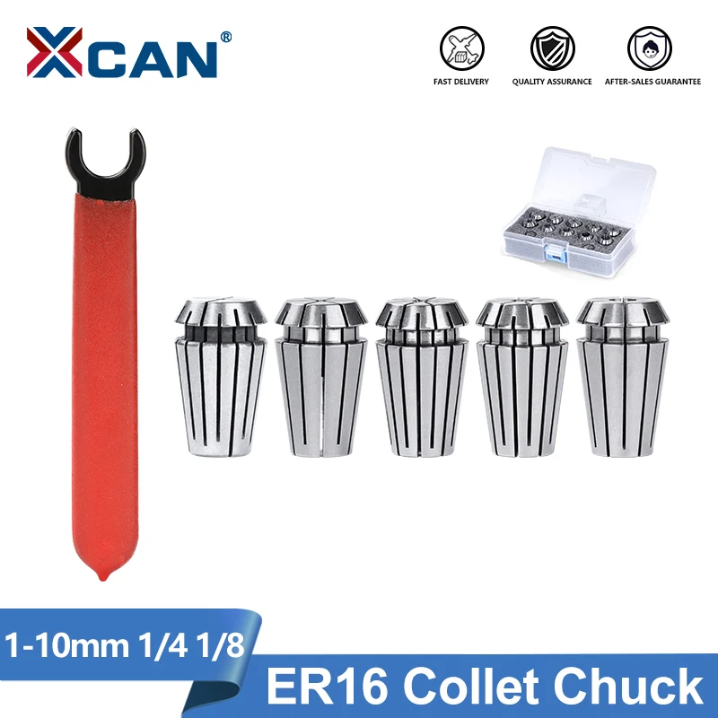 XCAN Werkzeughalter ER16 Federspannzangenfutter 1 mm 6 mm 10 mm 1/4 1/8 Zoll Klemmfutter ER16 Schraubenschlüssel für CNC-Graviermaschine Drehmaschine Mühle