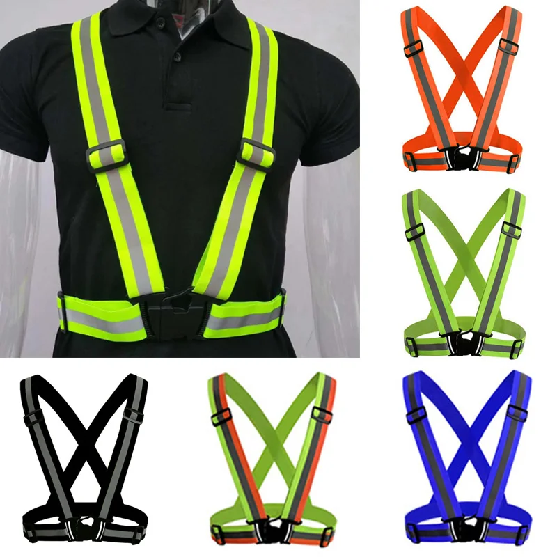 New Highlight Reflective Straps Night Running Riding Clothing Vest Adjustable Safety Vest Elastic Band For Adults And Children