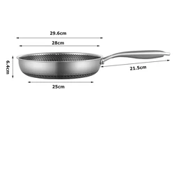 Stainless Steel Nonstick Honeycomb Frying Pan with Lid (30cm without lid)