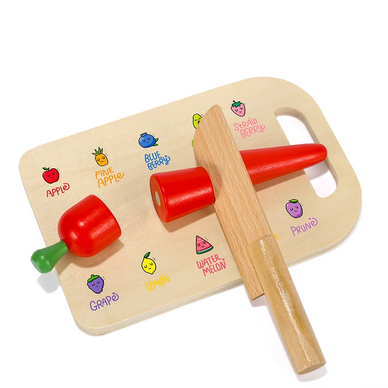 Children's Fruit Vegetables Cutting Toys Role Play Simulation Kitchen Pretend Toy Wooden Magnetic Cutting Fruit Set Games Gifts