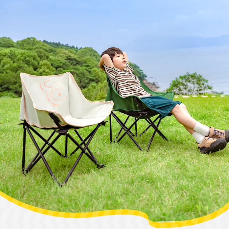 Children's Outdoor Folding Chair, Camping Thickened Reclining Chair, Portable Small Stool, Wide Moon Fishing Bench