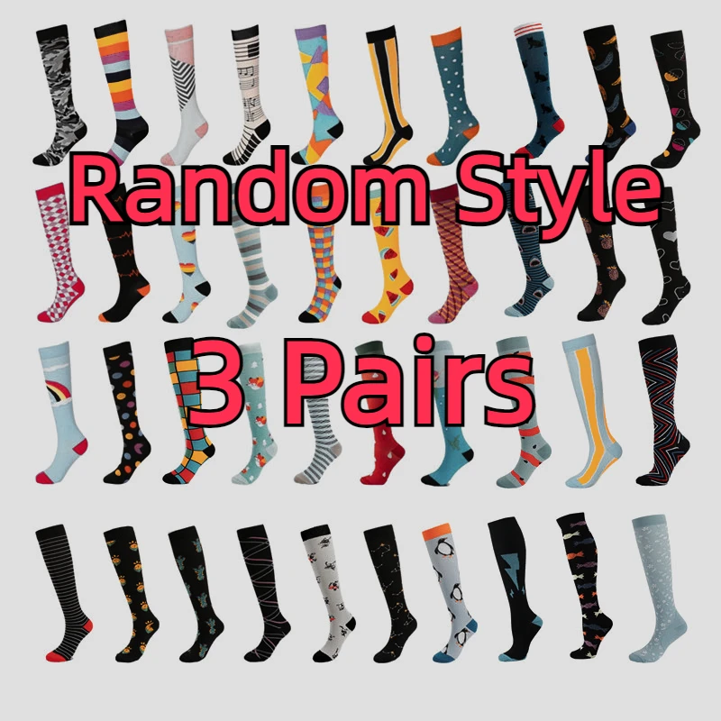 남녀공용 압축 양말, 피로 방지, 통증 완화, 눈금, 남녀공용 압축 스타킹, 무릎 높이 15-20 mmHg, 3 쌍