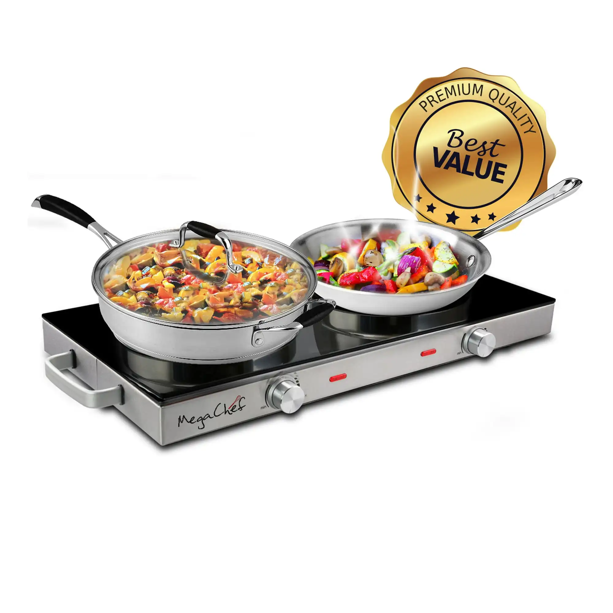 MegaChef Double Electric Infrared Cooktop