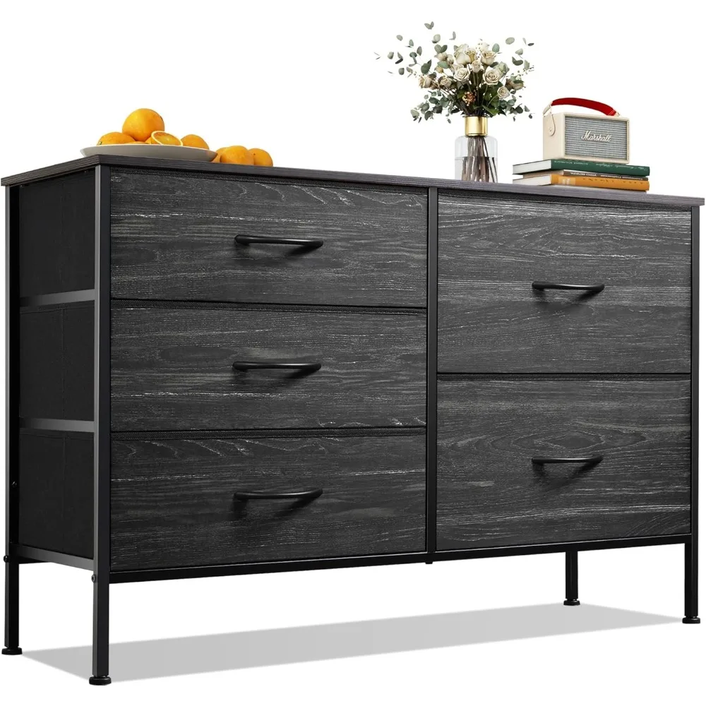 

Dresser for Bedroom with 5 Drawers, Wide Bedroom Dresser with Drawer Organizers, Chest of Drawers, Fabric Dresser f Closet,