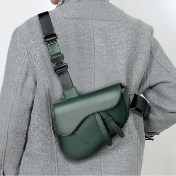 Borsa da sella semplice per uomo Borsa a tracolla di marca di moda Borsa a tracolla con cerniera Borsa leggera per uomo Borsa da petto casual in tinta unita 1