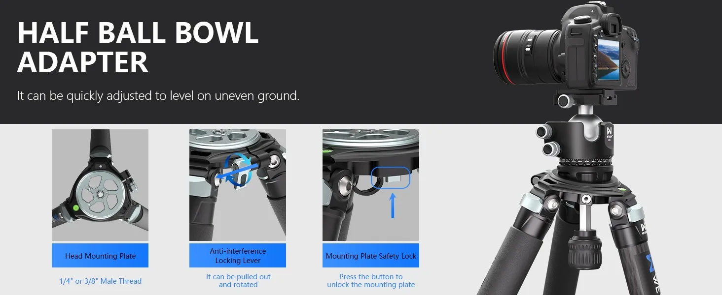 LX9 Professional Heavy Carbon Fiber Camera Tripod Ultra Stable Birdwatching Came