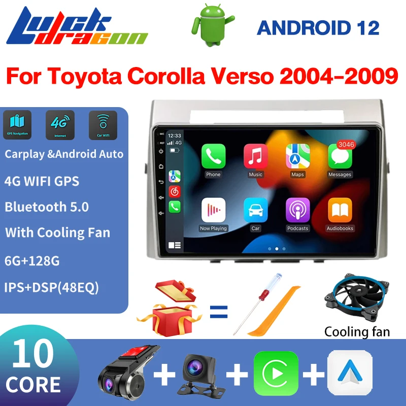 

Android Car Radio Apple Carplay Autoradio Android For Toyota Corolla Verso AR10 2004-2009 Car Play 10Core 4G Autoradio Bluetooth