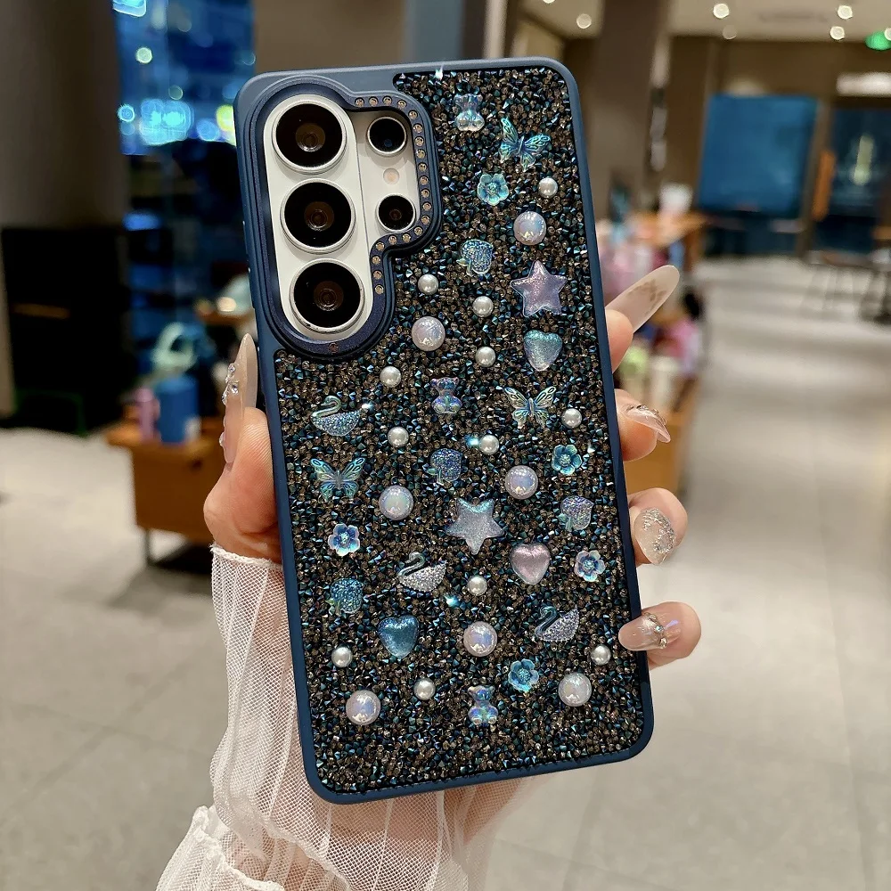 Luxury 3D Pearl Star Glitter Phone Case - Korean Girl Style Shockproof Protective Back Cover