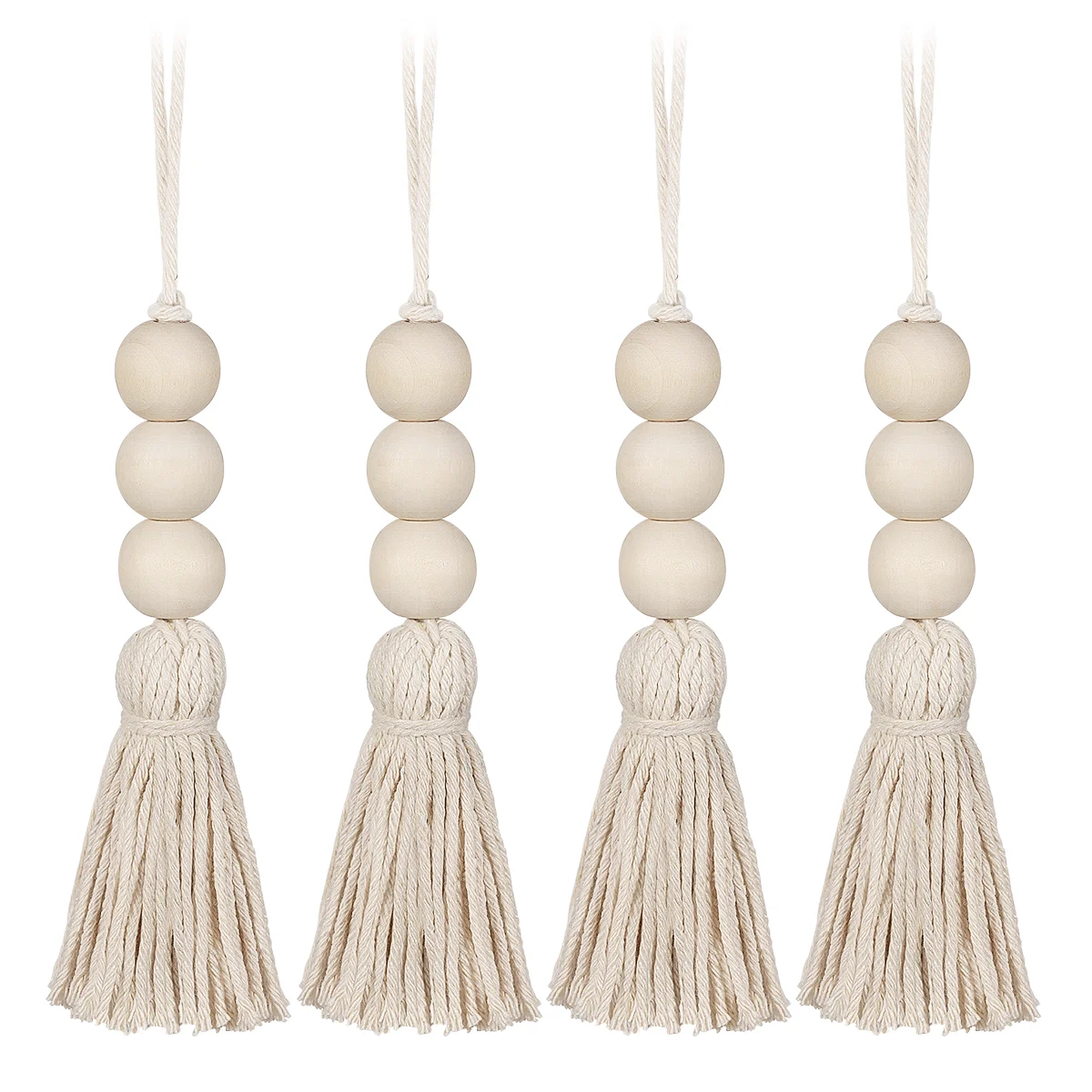 

Cotton Tassel Beads Hanging Natural Wood Beads Hanging Ornaments Closet Door Handle Decorations