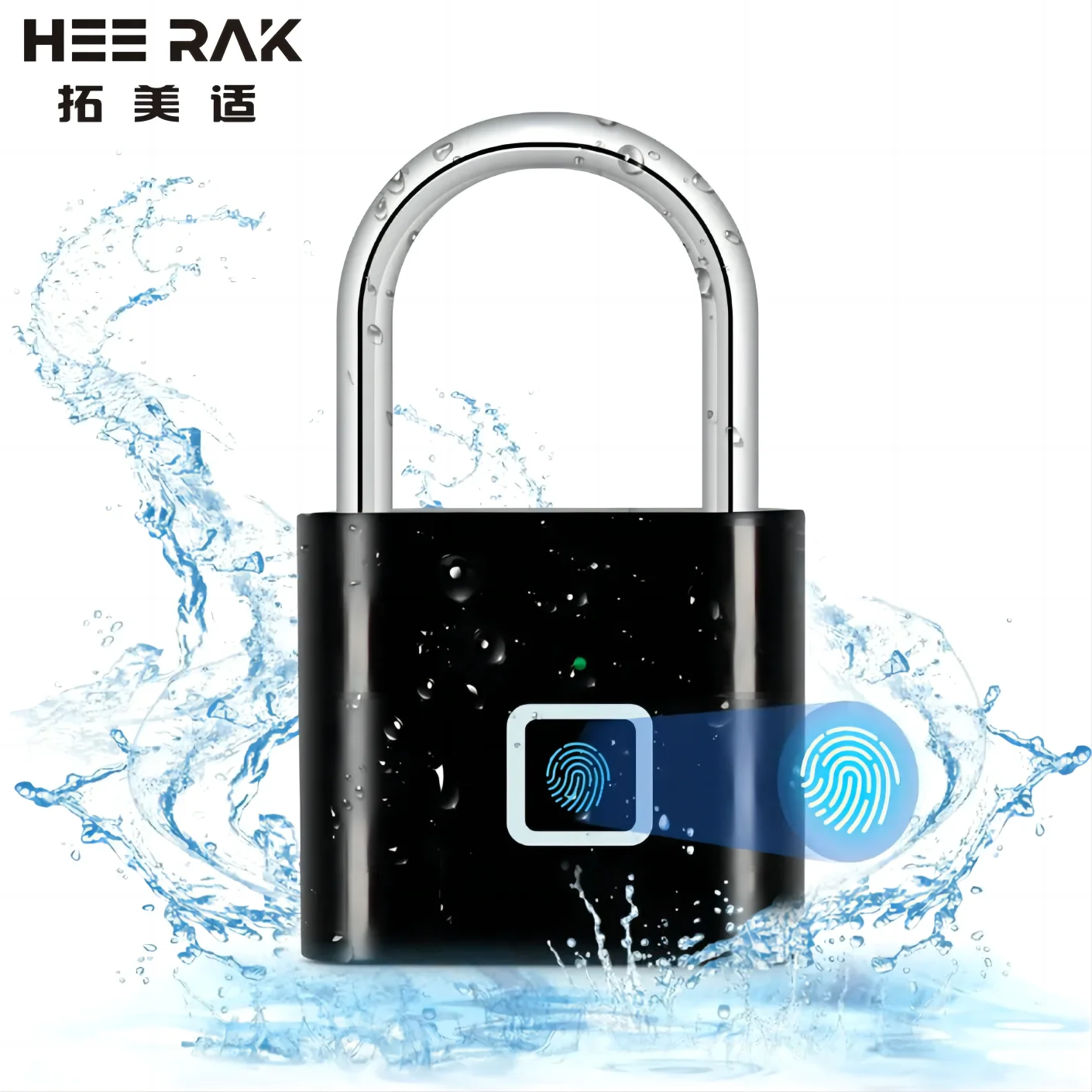 HEE RAK 키리스 USB 충전 지문 잠금 스마트 자물쇠, 방수 문짝 자물쇠, 0.2 초 잠금 해제, 휴대용 도난 방지 자물쇠, 아연
