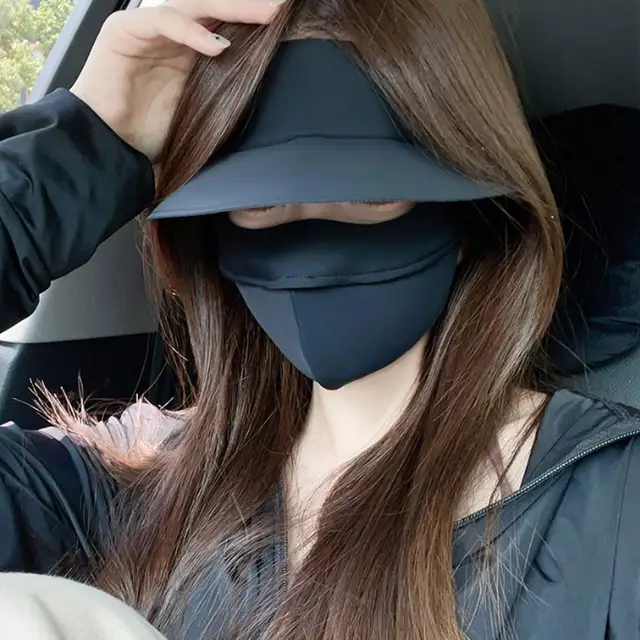 Full Face Sun Protection Mask Outdoor Breathable Uv Protection Sunscreens Hat Scarf Uv Protection Thin Ice Silk Face Mask 3
