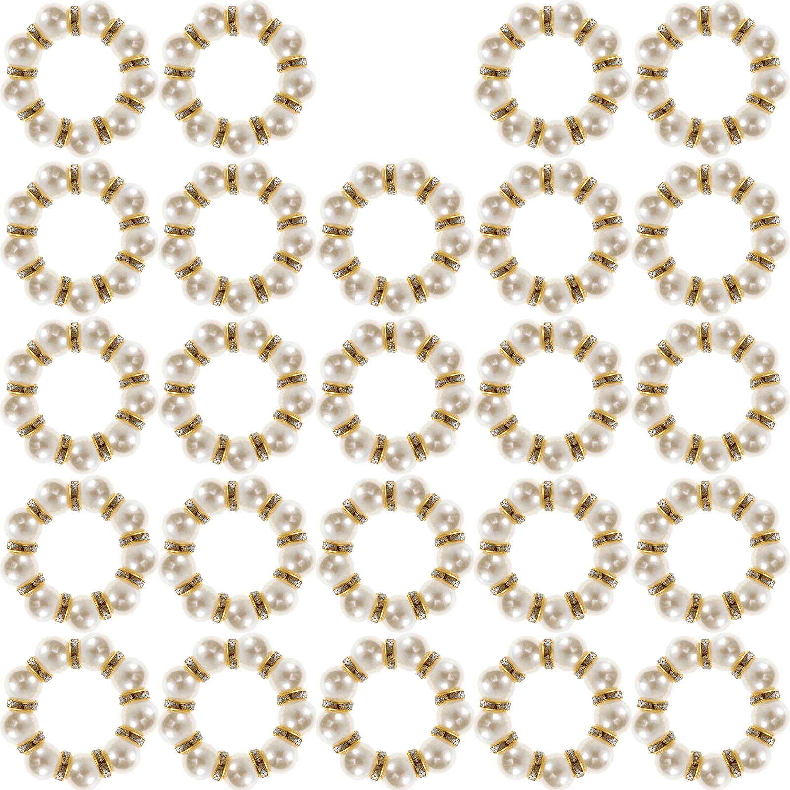 Set 24 Portatovaglioli Con Perle Eleganti – Anelli Per Tovaglioli Con Stris – 4 Cm – Per Matrimoni E Cene