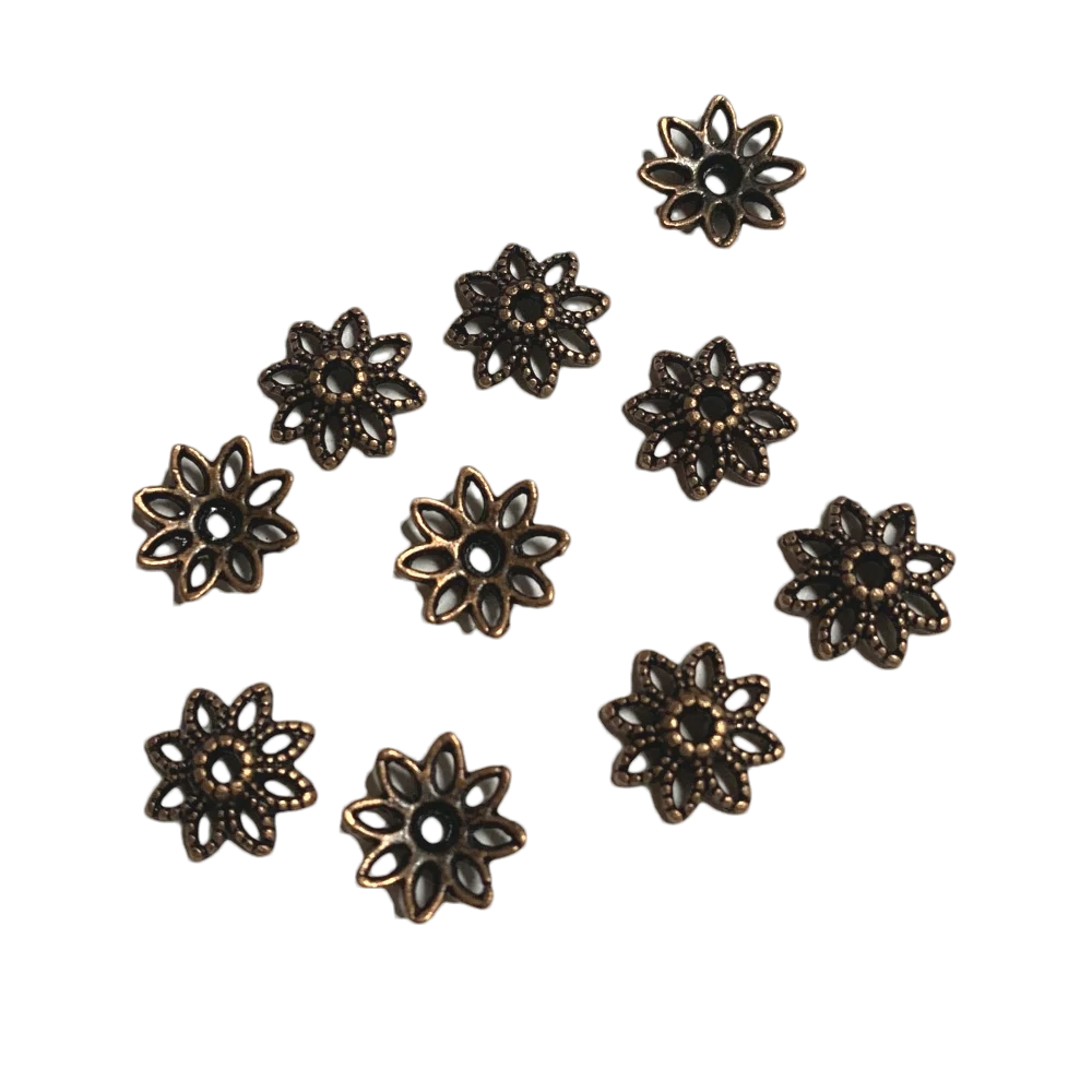 

80pcs 10.5mm,hole:1.4mm antiqued copper color hollow leaf design bead caps H0307