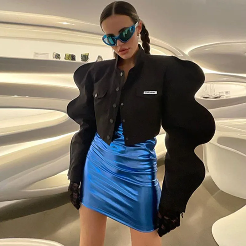 

2022 autumn new fashion casual cardigan button lapel long-sleeved crop top women y2k clothing women hip-hop gothic punk