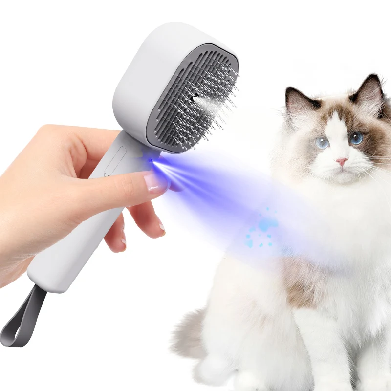 New Ultraviolet Cat Moss Lamp Pet Hair Comb Multifunctional 3 In 1 Steamy Brush & Massage Spray Dog Cat Cleaning Grooming_voghion.com
