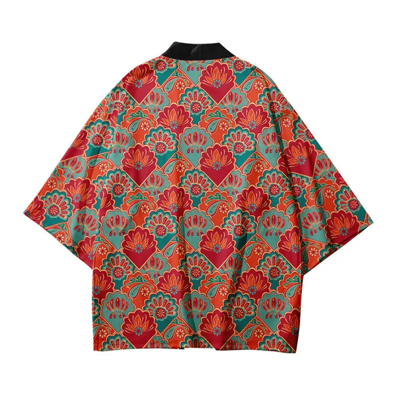 Sakura Flowers Print Yukata Men Women Fashion Cardigan Blouse Haori Obi Asian Clothes Harajuku Japanese Cosplay Kimono japanese kimono japanese kimono cardigan japanese kimono shirt