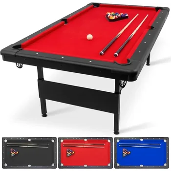 7 ft Billiards Table - Portable Pool Table - Includes Full Set of Balls, 2 Cue Sticks, Chalk and Felt Brush; Choose Size 1
