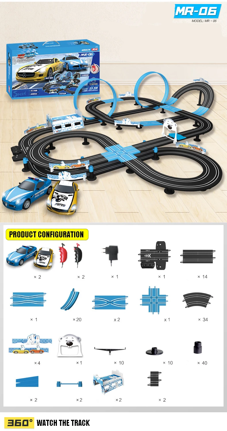 AUTORAMA PISTA DE CORRIDA 239CM CONTROLE REMOTO 2 CARROS COMPLETA