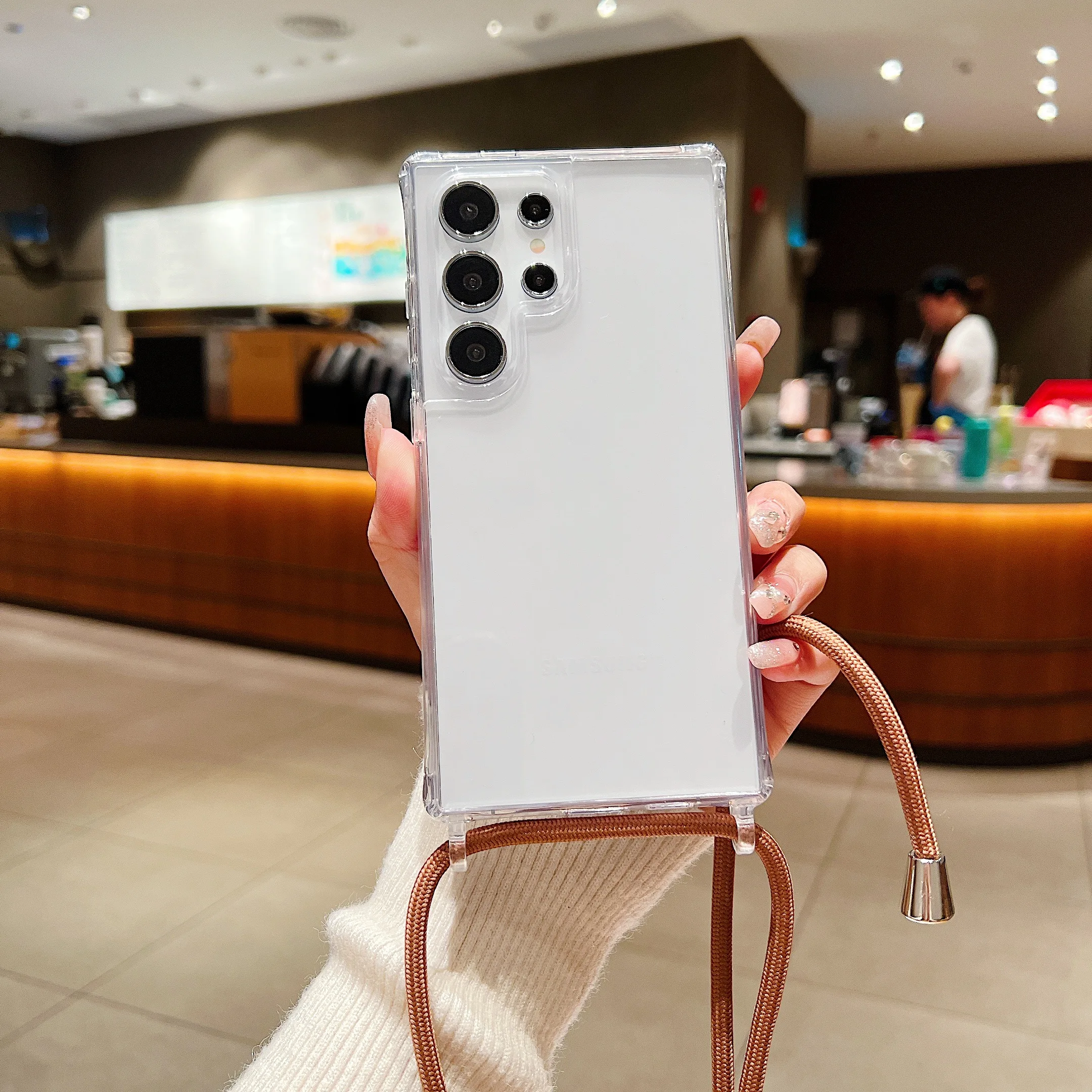 Versatile Crossbody Necklace Clear Phone Case with Lanyard Cord