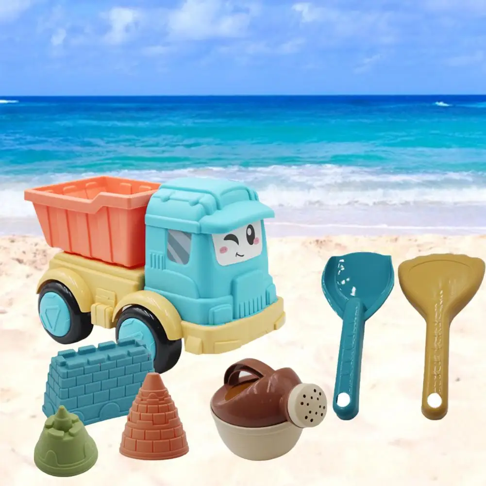 7Pcs/Set Kids Sand Toys Cartoon Truck Watering Can Sand Molds Shovel Tools Included Outdoor Toddlers Children Beach Toys Kids Su children beach game toy toddler beach sand play bucket shovel set summer outdoor beach seaside shovel tools for children gifts