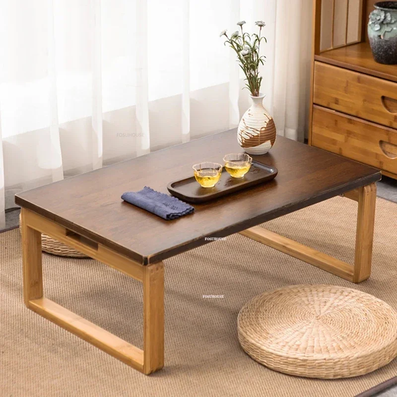 Modern Tatami Side Table Creative Folding Bay Window Coffee Tables Japanese Living Room Furniture Bedroom Balcony Bamboo Table L