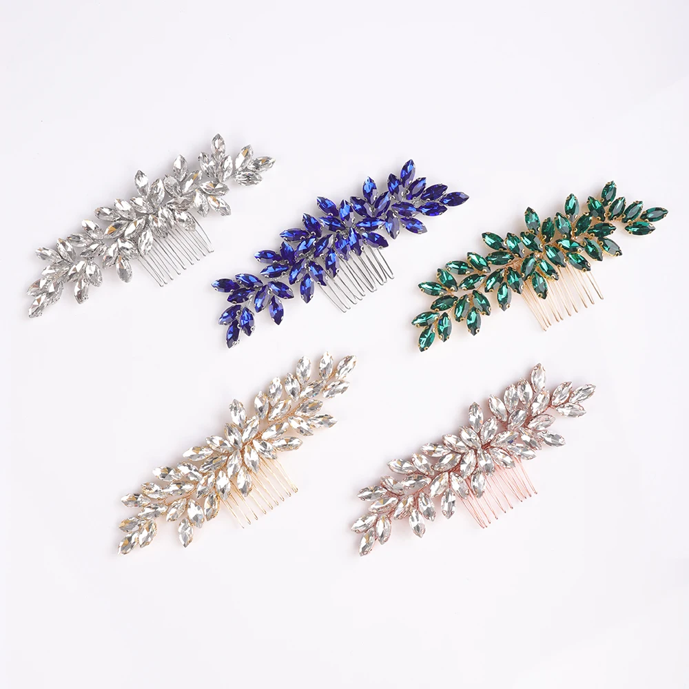 S345282c5c8e0446e9ff9530a7f57d7189 Fashion Rhinestone Hair Comb for Bridal Headpiece 9 Color Wedding Hair Accessories Women Handmade Tiara Headdress Party Headwear Mallzona