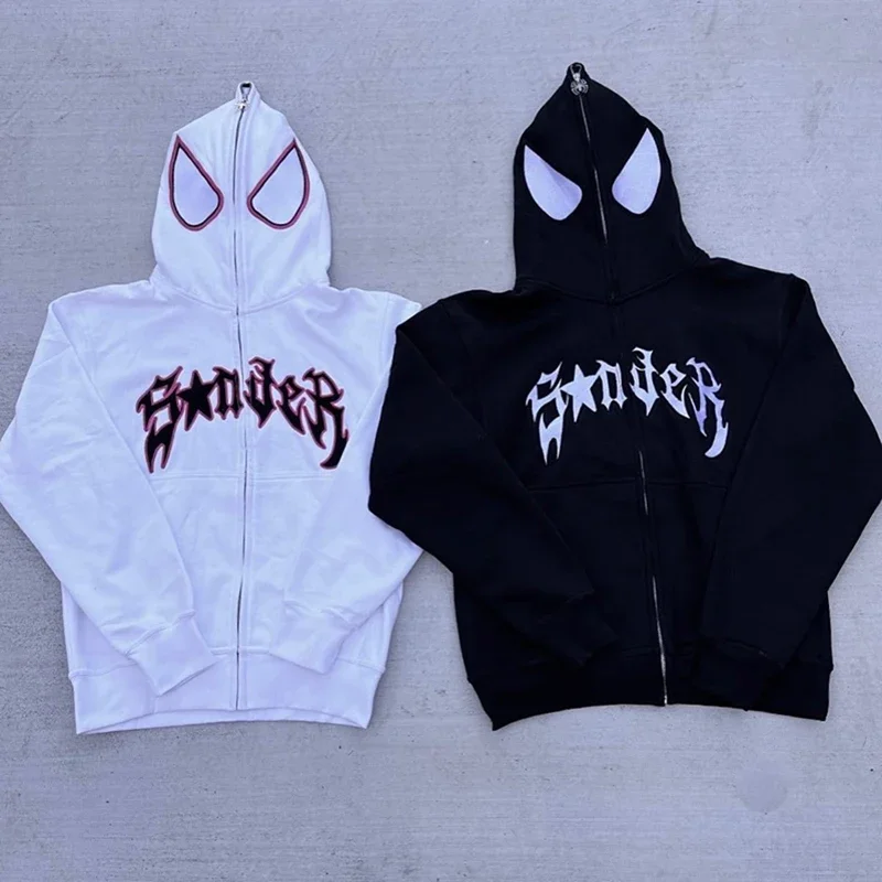 Full Zip Up Spider Hoodie Women Men Streetwear Harajuku Graphic Oversized Jacket Hood Shirt Punk Gothic Y2K Clothes Sweatshirt 5