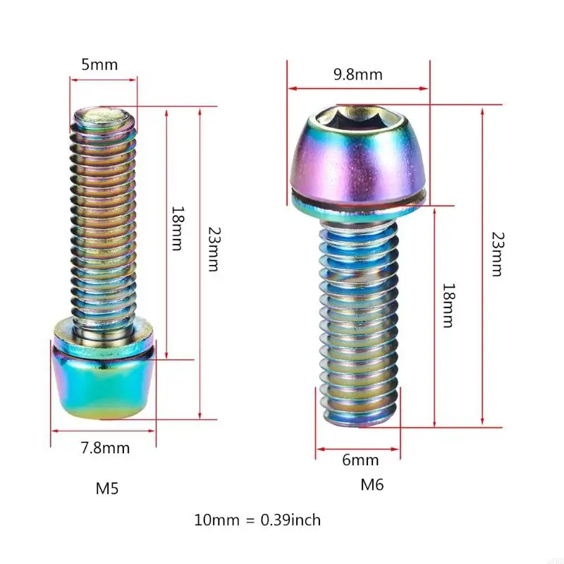 27RD 6pcs MTB Road Bike Stem Screws Handlebar for Titanium Plated Bolts with Washer Cycling Accessories