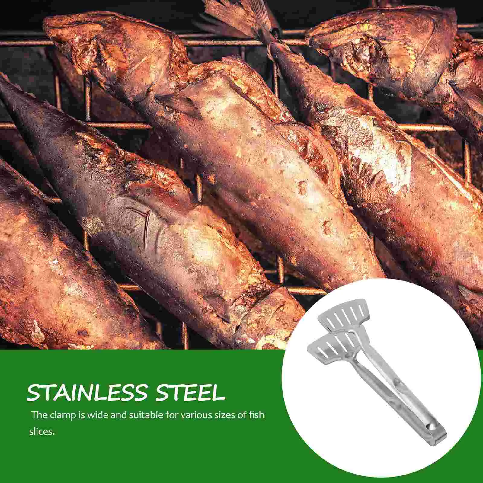 2 in Fried Fish Clips Bbq Tongs Egg Spatula Flipper Kitchen Gadgets Pancake Frying Loaf Turner Food Toast