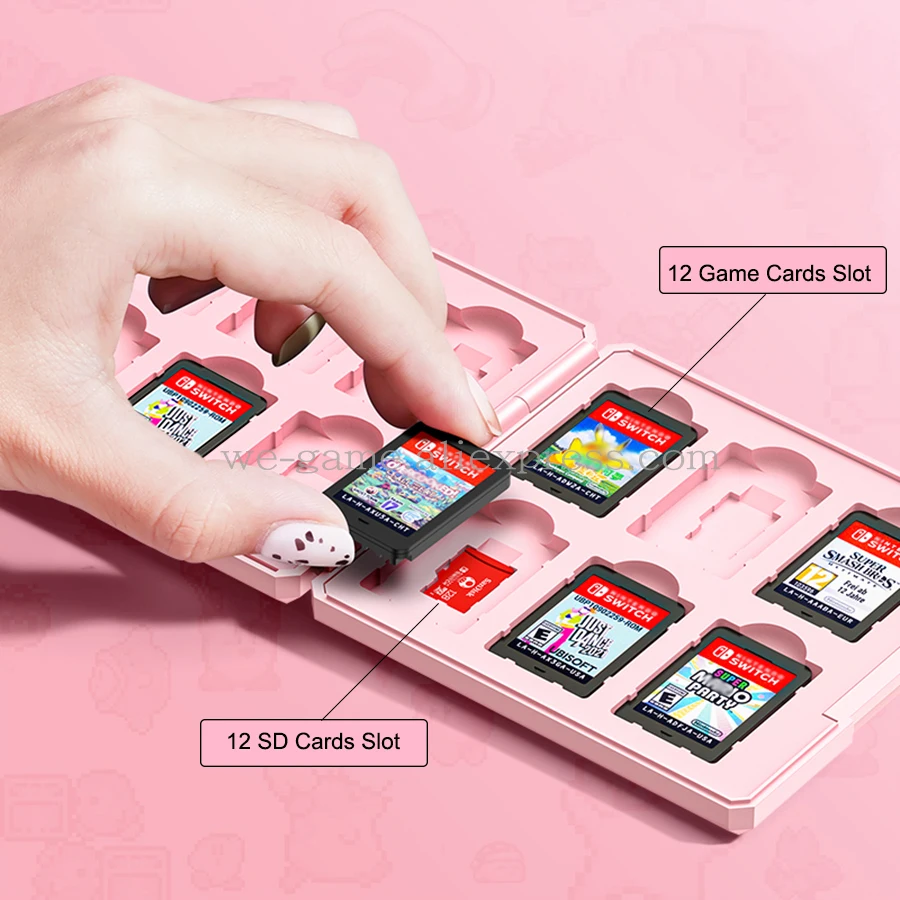 For Nintend Switch OLED 12 Game Card Cute 3D Embossed Carrying
