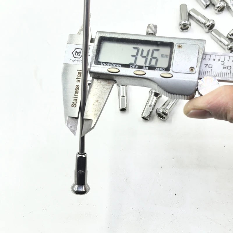 8G Body 9G thread Motorcycle Spoke's Nipples Material 304 Stainless Steel Length 24.7mm Sliver Color Motocross Wheel Spoke Caps
