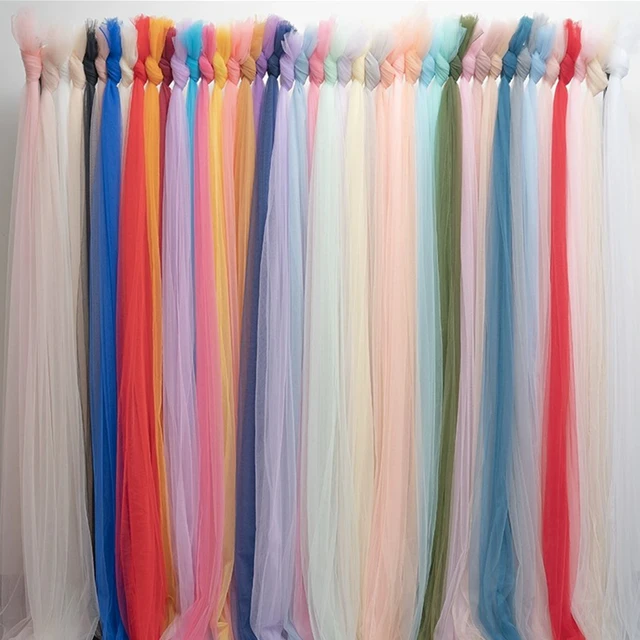 Tela de red de tul suave para decoración de vestido, tela de dobladillo,  tocado de velo, materiales de tela DIY de diseñador, 40 colores - AliExpress