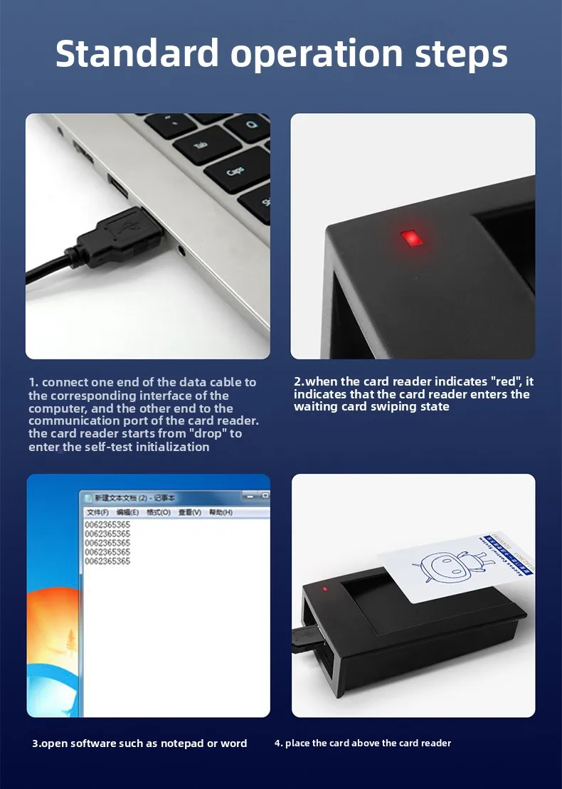 access control card issuing machine IC card reader USB interface  driver free ID