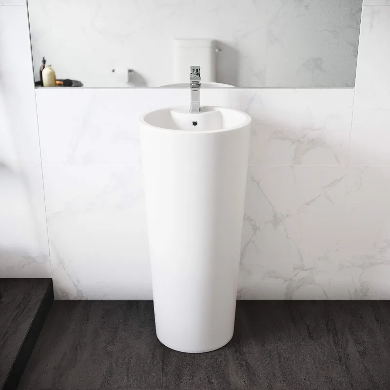 Well Made Forever Monaco Pedestal Sink Glossy White High Gloss finish protects the sink from scratches and stains 2