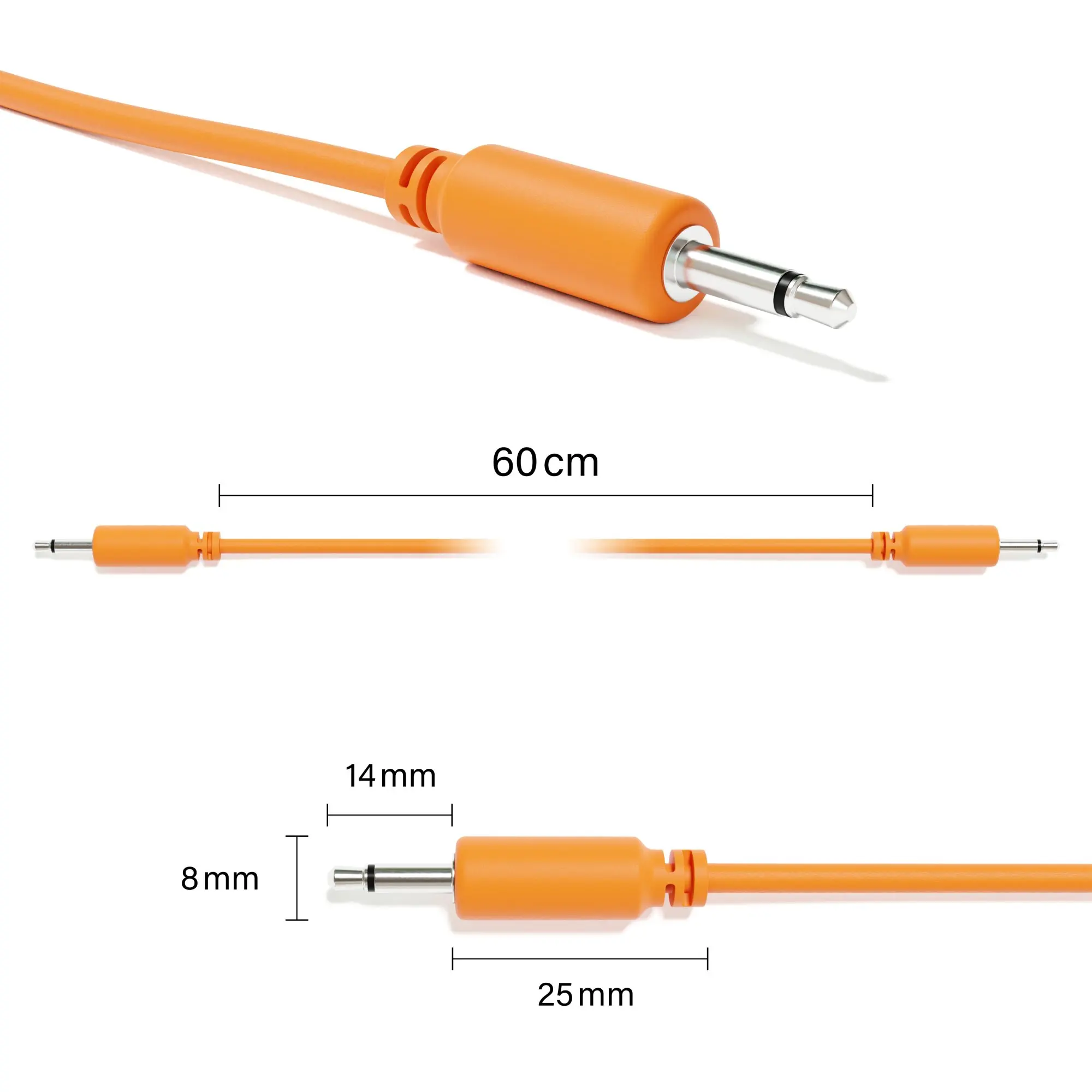 Vibrant Eurorack Mono Patch Cables - 5 Pack, Orange Pink